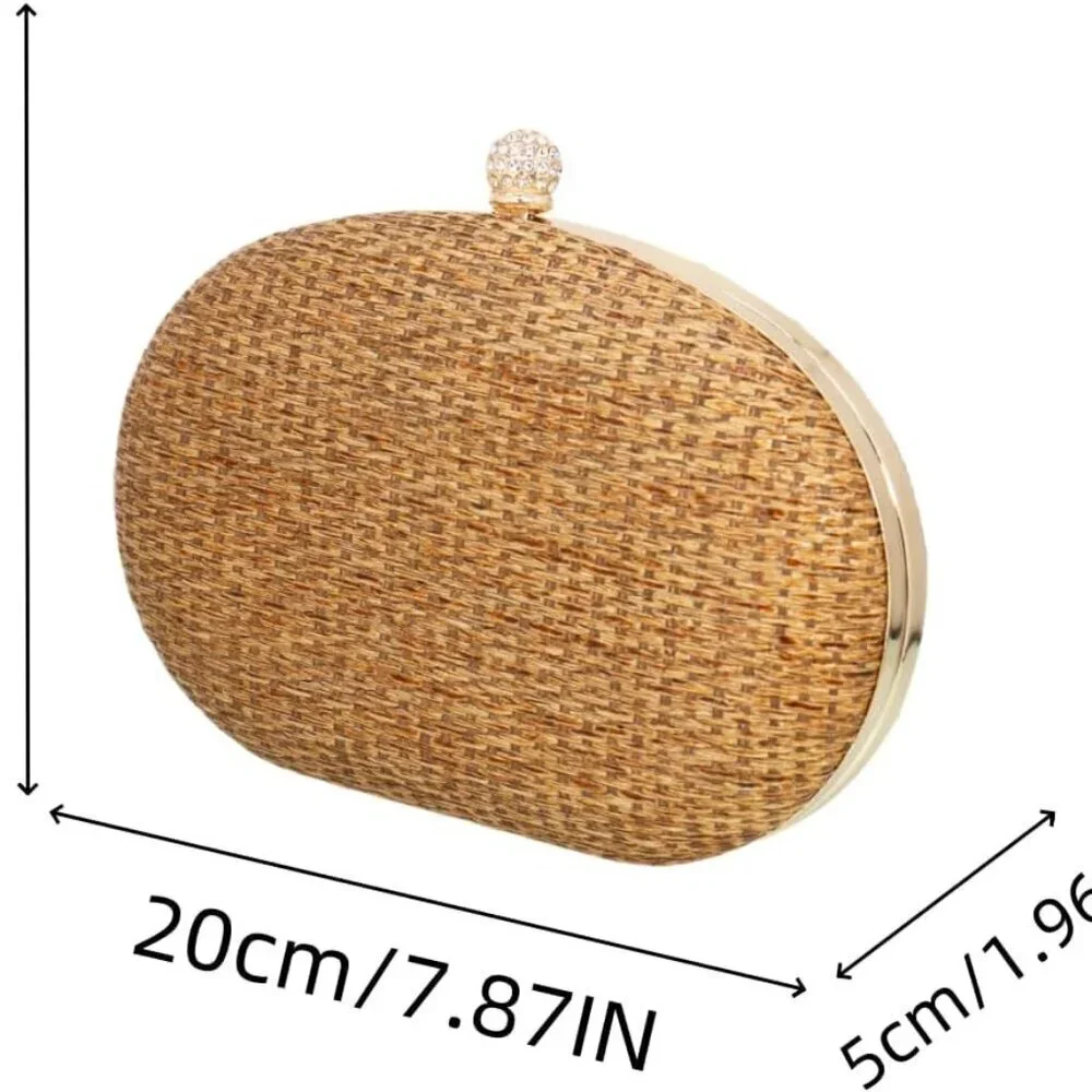 Straw Clutch Purse for Women Handwoven Wicker Evening Bag Crossbody Party